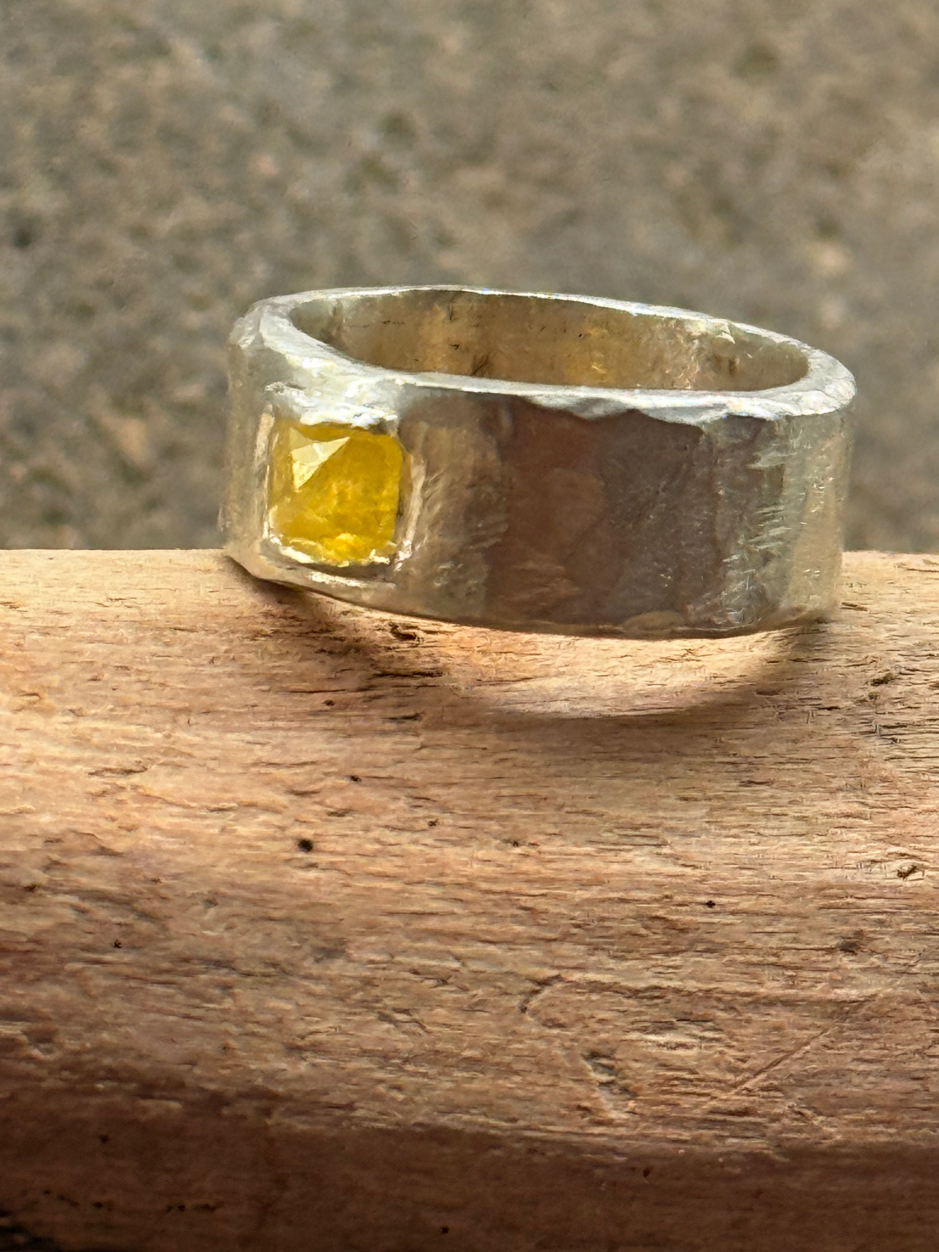 Sterling silver sunshine band size 7.5 w natural canary yellow diamond