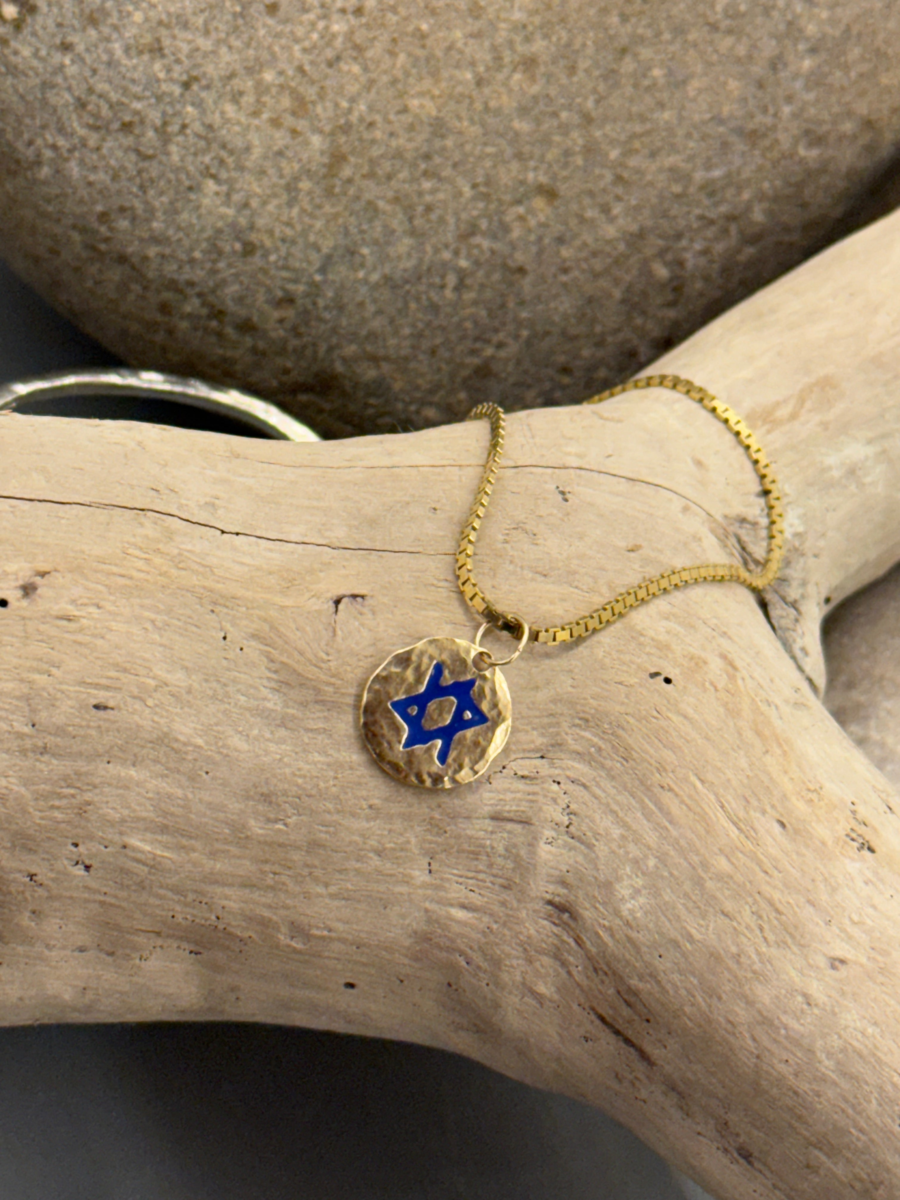 14k Gold & enamel magen david bracelet
