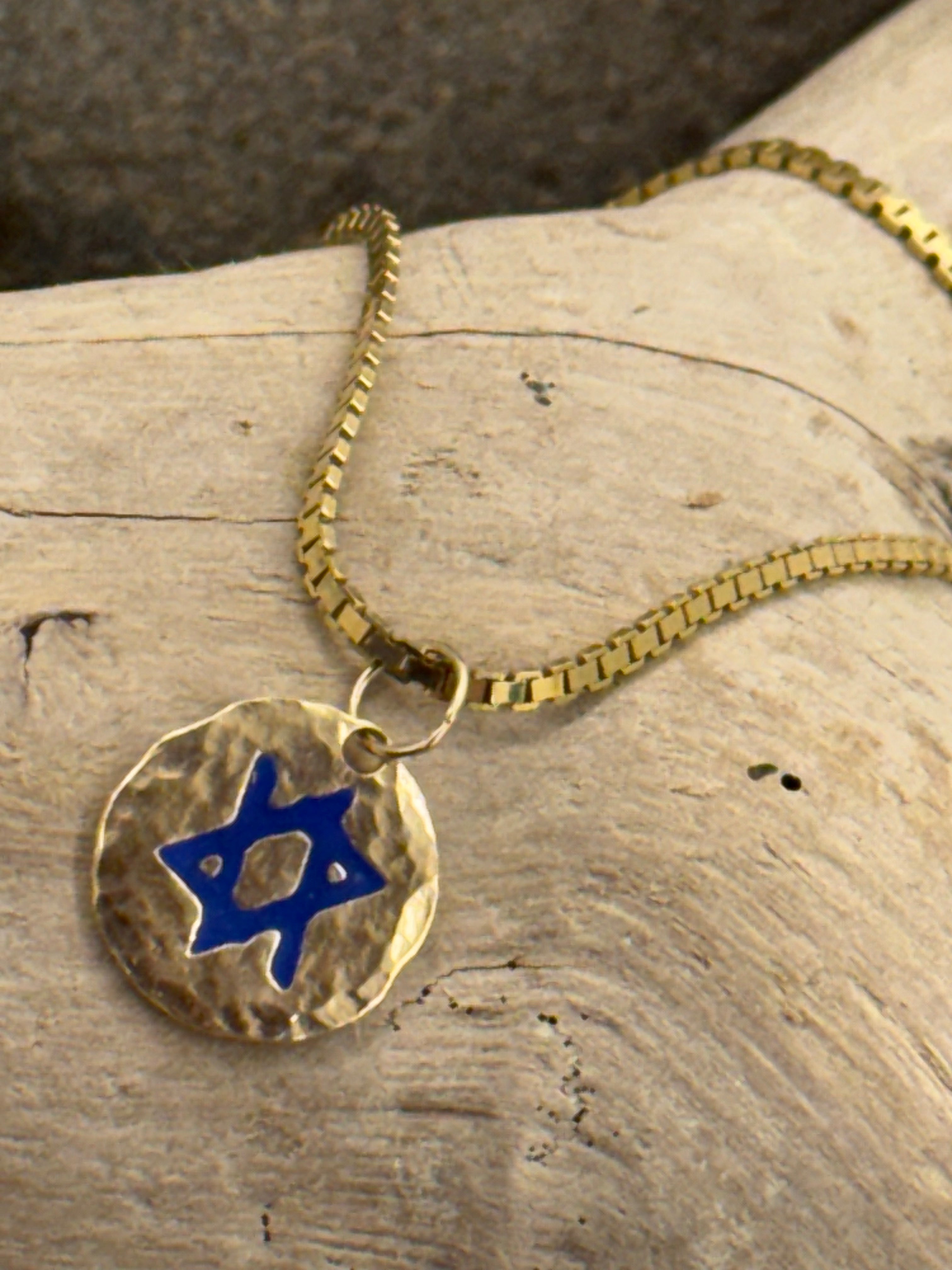 14k Gold & enamel magen david bracelet