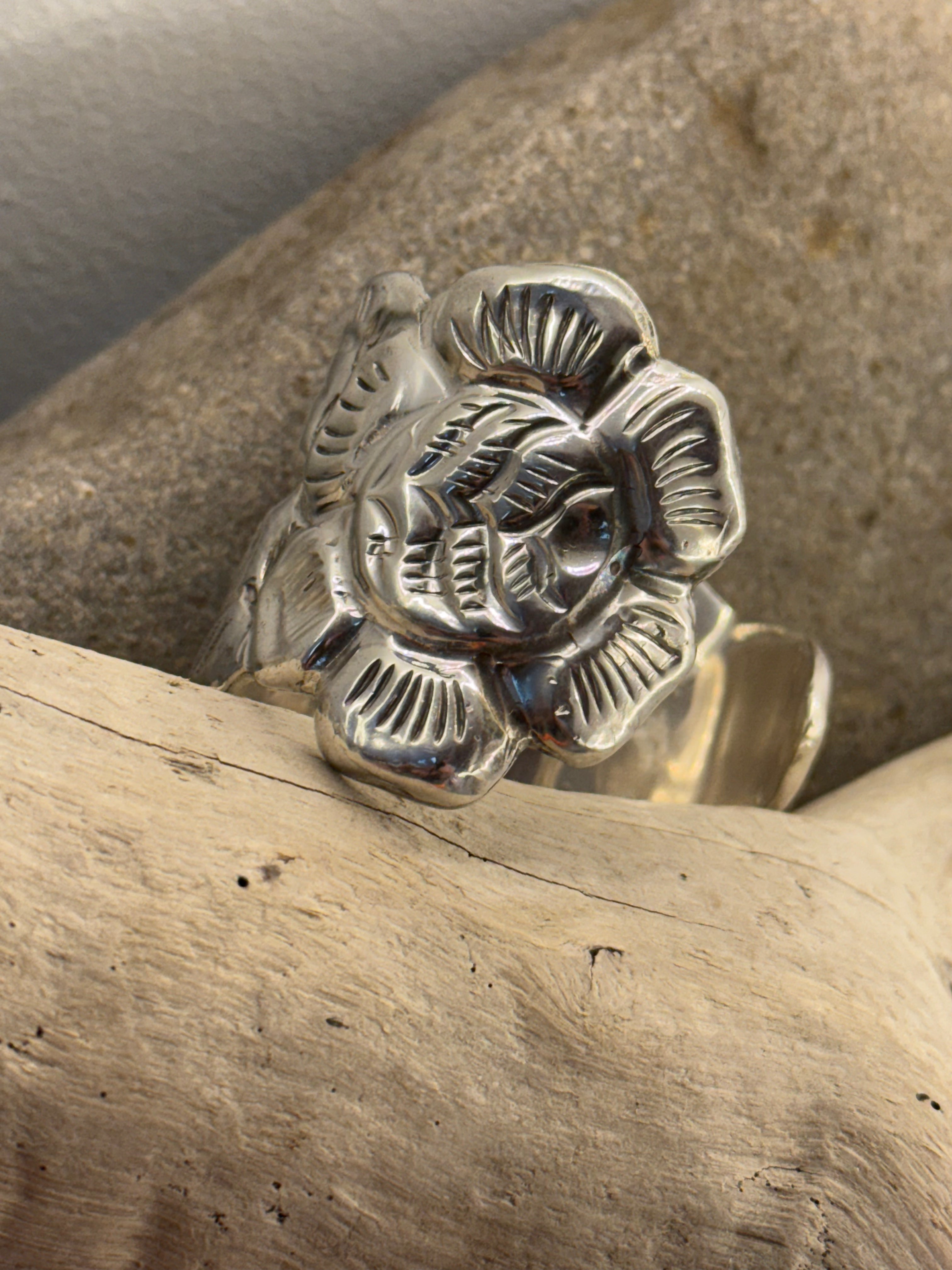 Rose of the Wolf, sterling silver cuff, 1 of 1