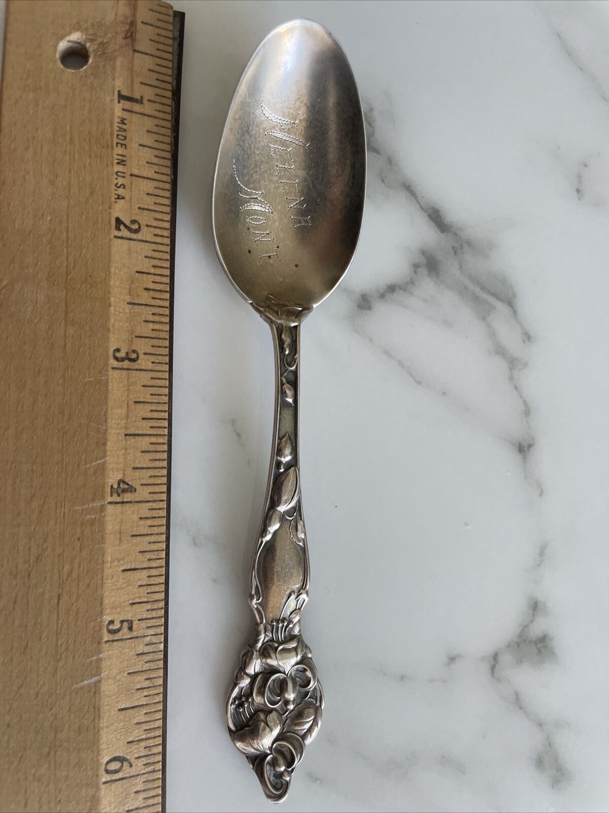 Wallace #30 Fuchsia Sterling Souvenir Spoon Art nouveau Helena Montana 31g c1905