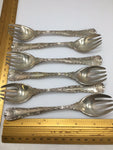 Set Of 6 Tiffany Wave Edge Sterling Silver Ice Cream Sherbet  Forks