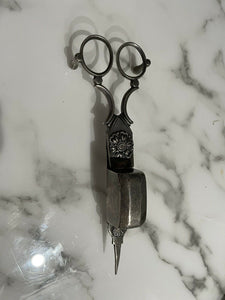 Antique Silver plate 18th/19th c Georgian CANDLE  Wax SNUFFER CIGaR cutter