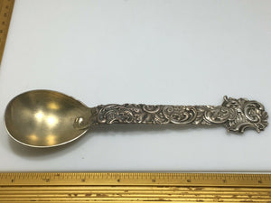 Sterling Silver Antique Shiebler Cast Repousse Serving Spoon RARE PATTERN