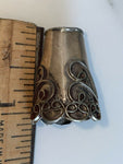 Antique Mexico Sterling Silver 1" Long Thimble applied work  Beautiful