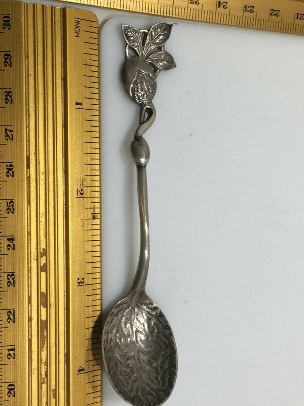 RARE Sterling Silver Antique Sheibler Nutmeg Pattern  Figural olive spoon