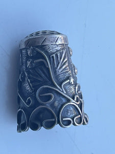 Unique large signed Mexico sterling silver thimble c 1930 Eagle Mark Taxco