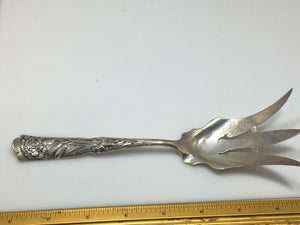 Sterling Silver Antique Shiebler Chrysanthemum Lettuce Serving Fork  RARE!!!!!!!