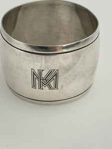 French Deco Sterling Silver Napkin Ring France Saglier Bros c 1920 Mono KM
