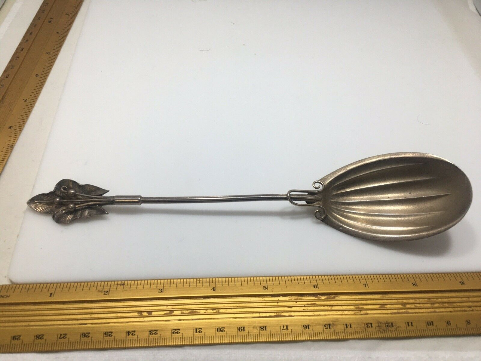 Sterling Silver Figural Wood & Hughes Aesthetic Movement Serving Spoon mint 1870