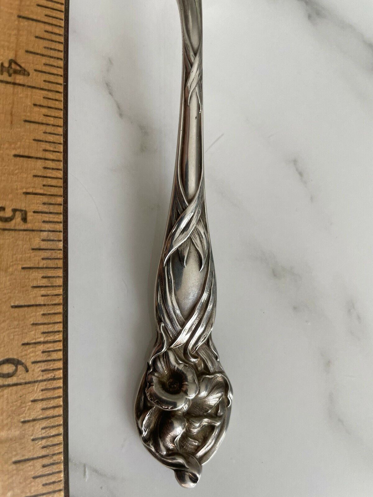 Watson Mechanics Sterling Silver Floral  Orchid Teaspoon 6" 35.2g Champaign Ill