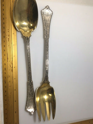 Tiffany Sterling Silver Persian Pattern Salad Serving Set Fork Spoon 10.5” Heavy