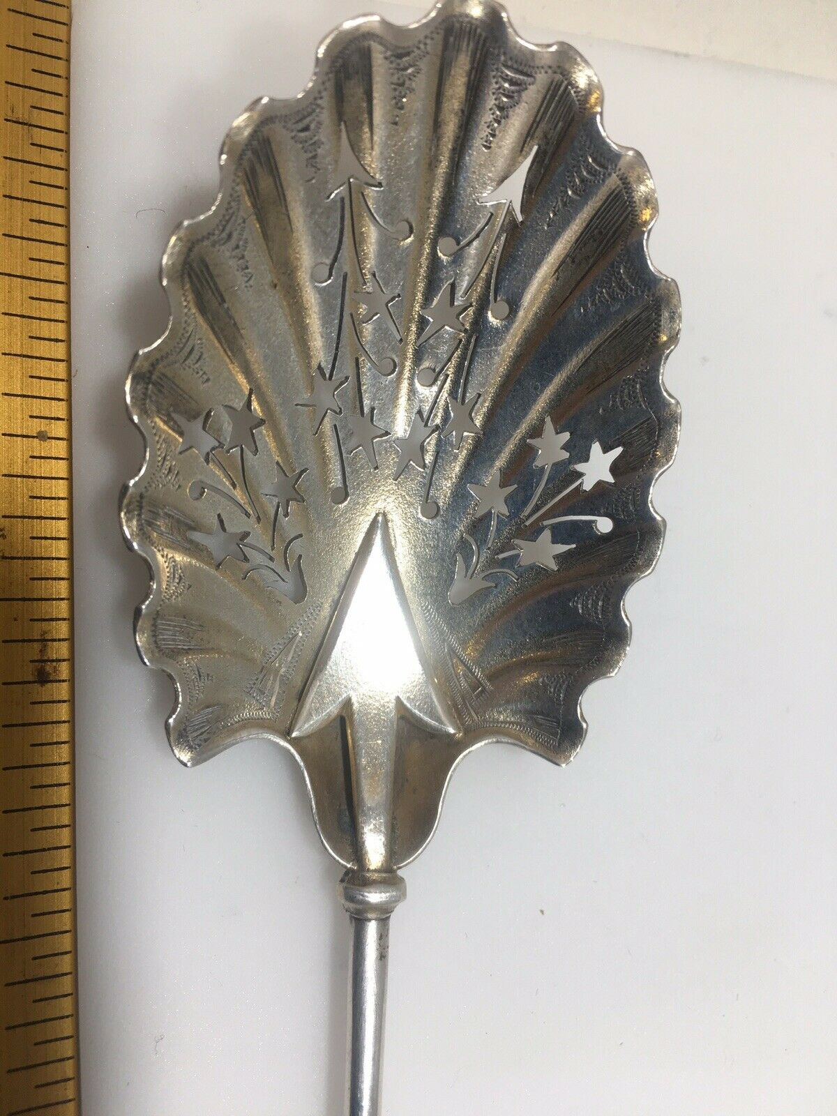 Antique Sterling Silver Gorham IVY C1865 Pierced Openwork Ice Pea Serving Spoon