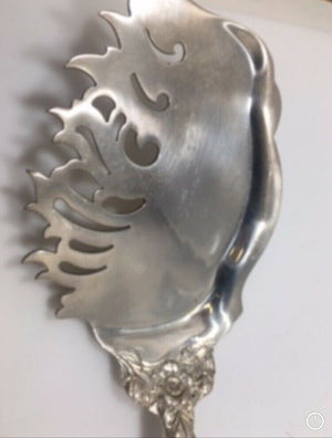 RARE Old Sterling Silver Reed Barton Les Six Fleur Pierced Jelly Fish Server 11”