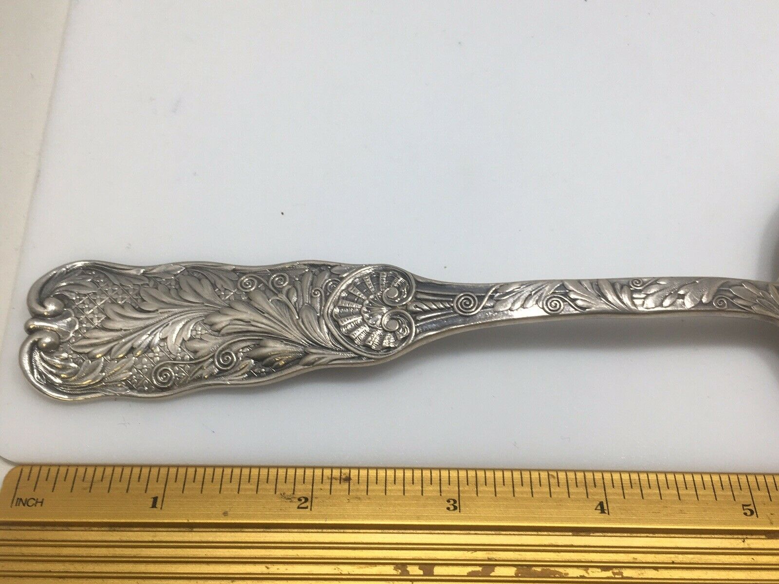 Antique Gorham St Cloud Etched Huge Berry Pea Spoon Sterling Silver