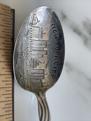 Rare NYC Skyline Sterling Whiting Lily of the Valley Souvenir spoon WTC 5 3/8"