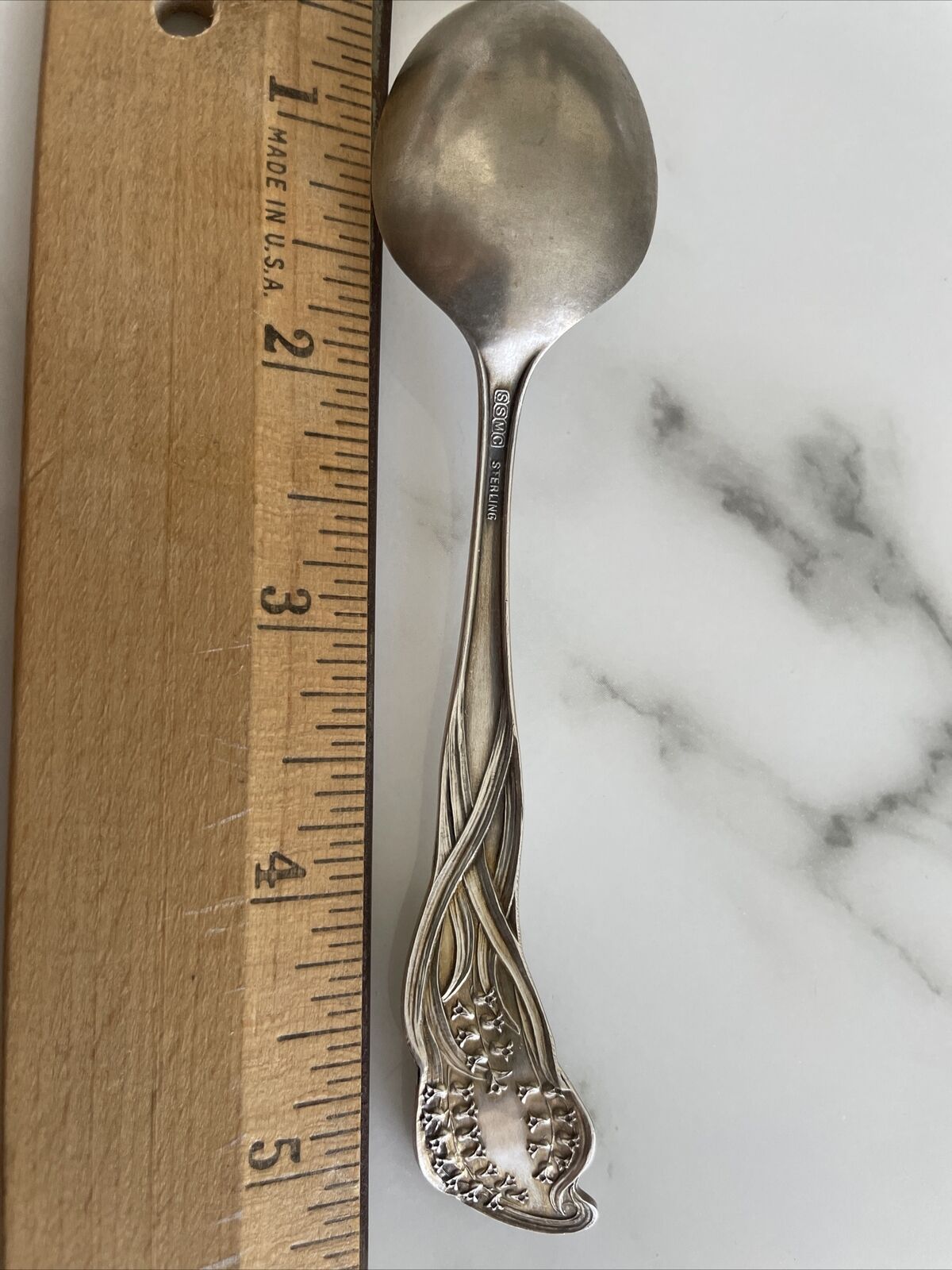 Rare Floral by Saart Brothers/SSMC 5 1/4" Sterling Silver Coffee Tea spoon  NM