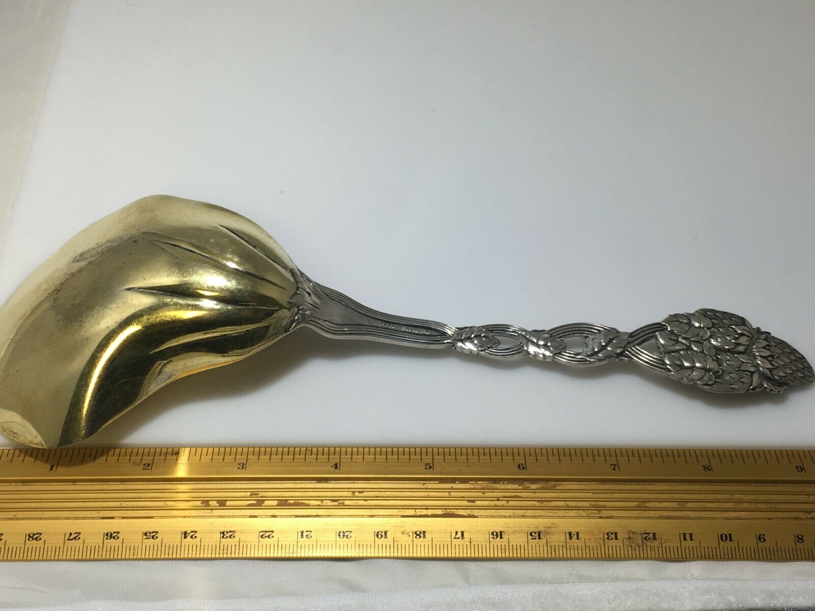 Antique Sterling Silver Tiffany StrawBerry Vine Berry  Spoon Conch Serving Spoon