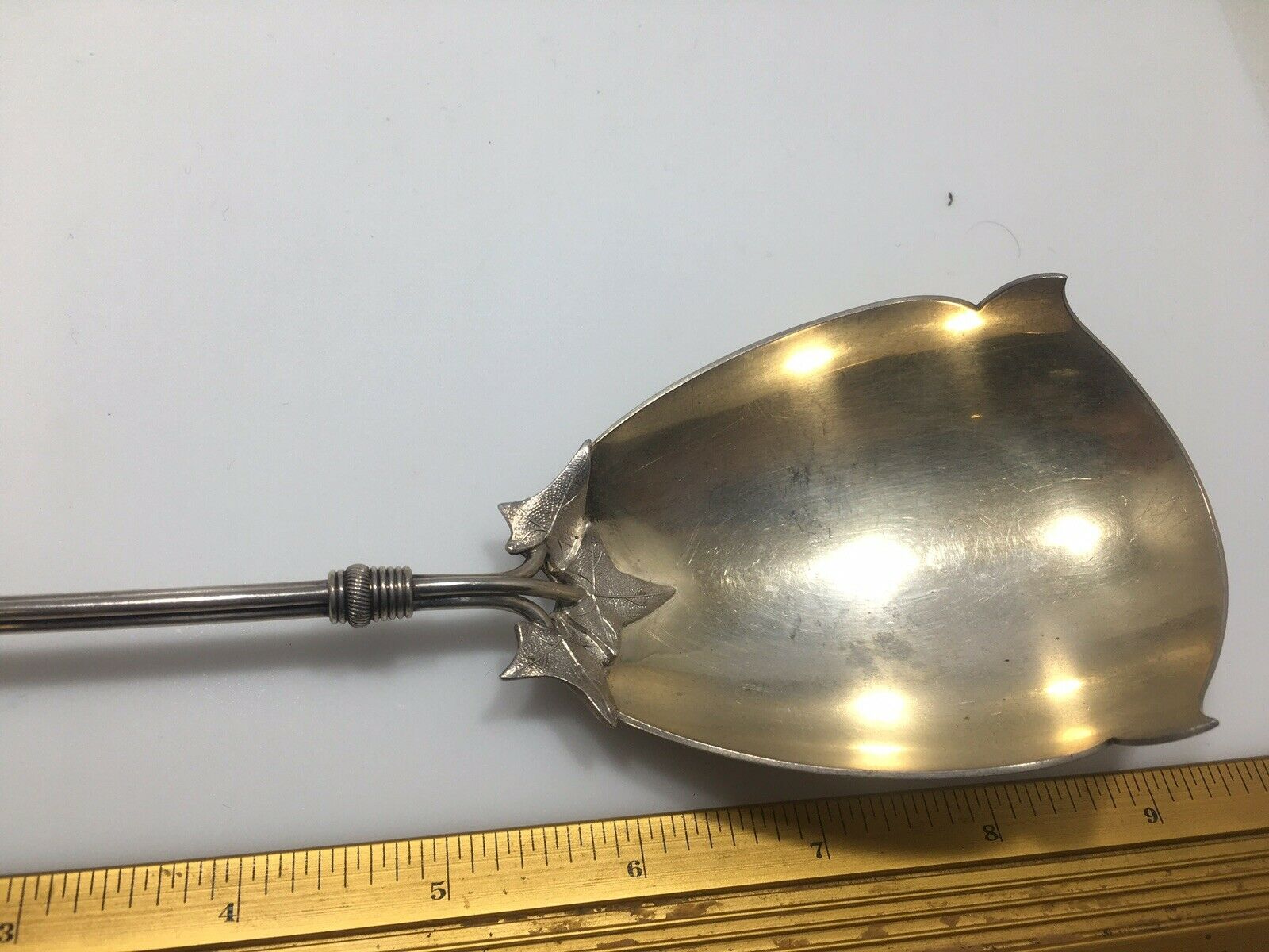 Antique Gorham Ball Sterling Silver Serving Scoop Spoon. 9.5” No Mono Aesthetic