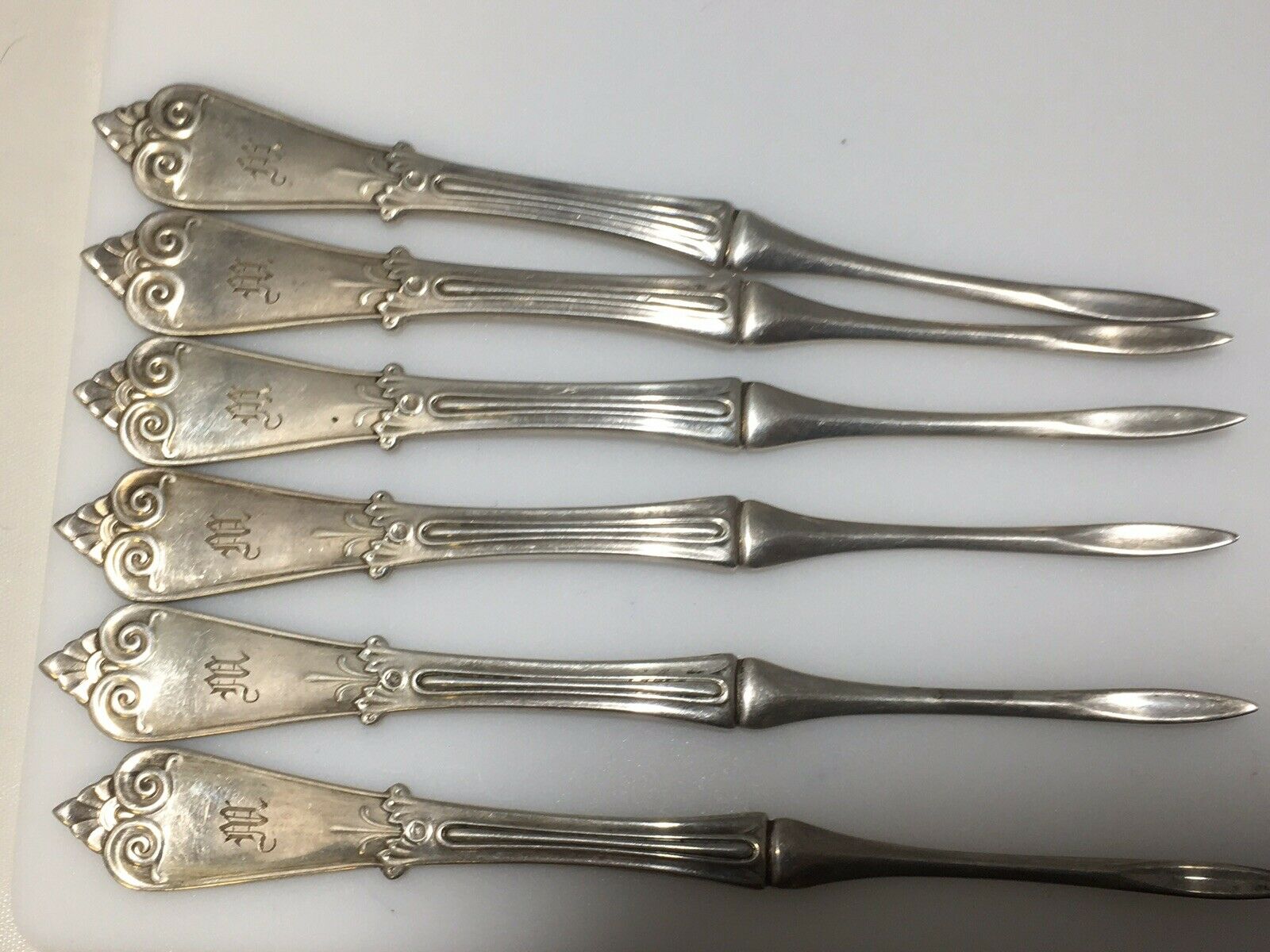 6 Tiffany Sterling Silver Beekman Nut Or Cocktail Picks Server RARE