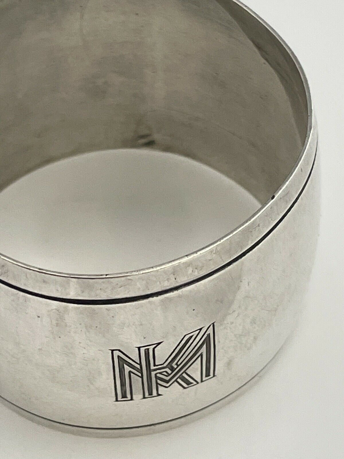 French Deco Sterling Silver Napkin Ring France Saglier Bros c 1920 Mono KM