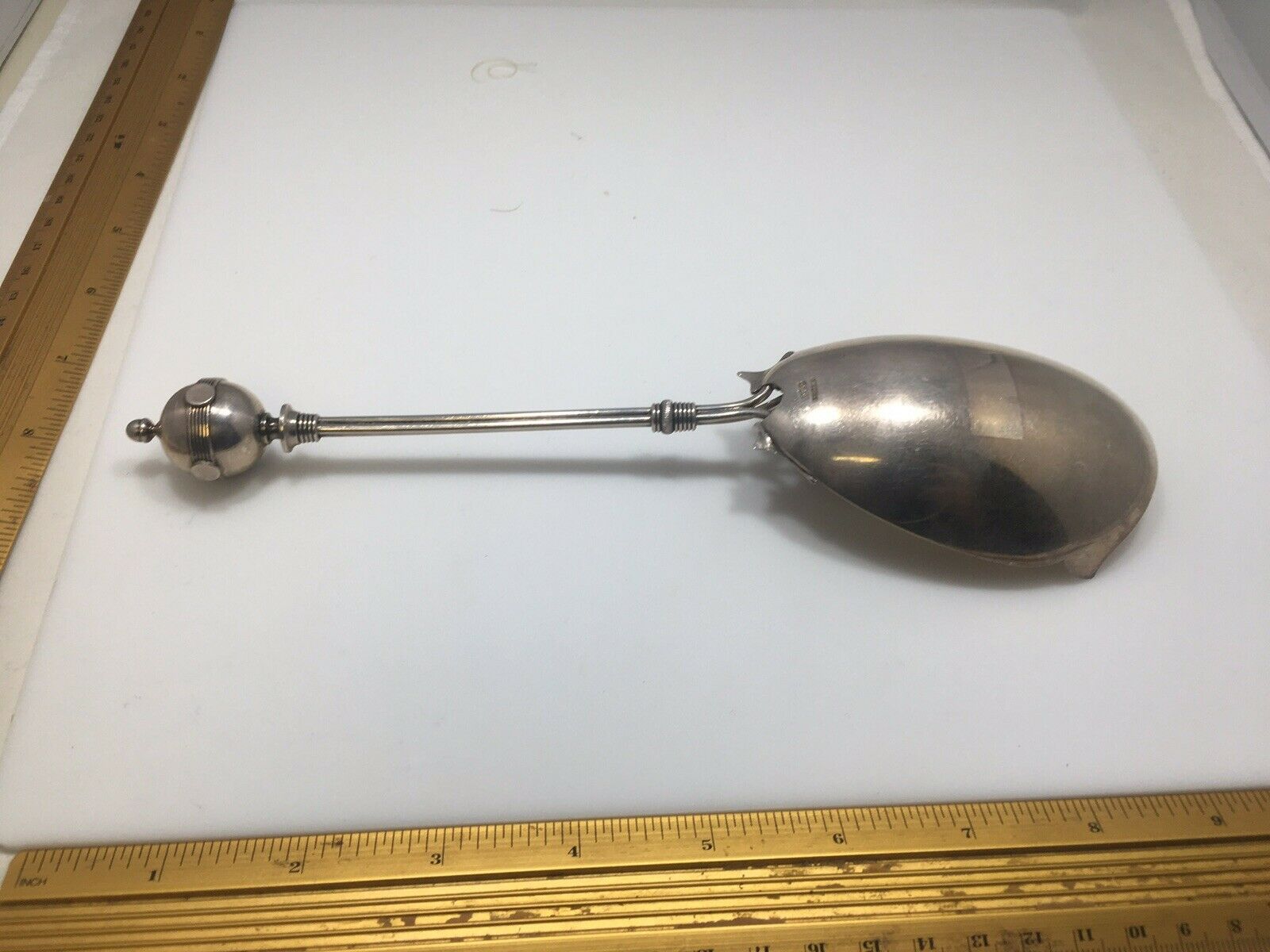 Antique Gorham Ball Sterling Silver Serving Scoop Spoon. 9.5” No Mono Aesthetic