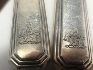 Art Deco Mappin & Webb SterlingFish Fork & Slice Persian Royal Crest C 1948 RARE