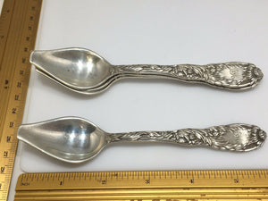 Antique Tiffany & Co Chrysanthemum Sterling Silver Melon Sherbet Spoons 5 3/4”