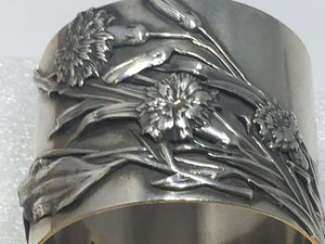 Shiebler Sterling Silver Applied Napkin Ring Bugs Flowers Amazing