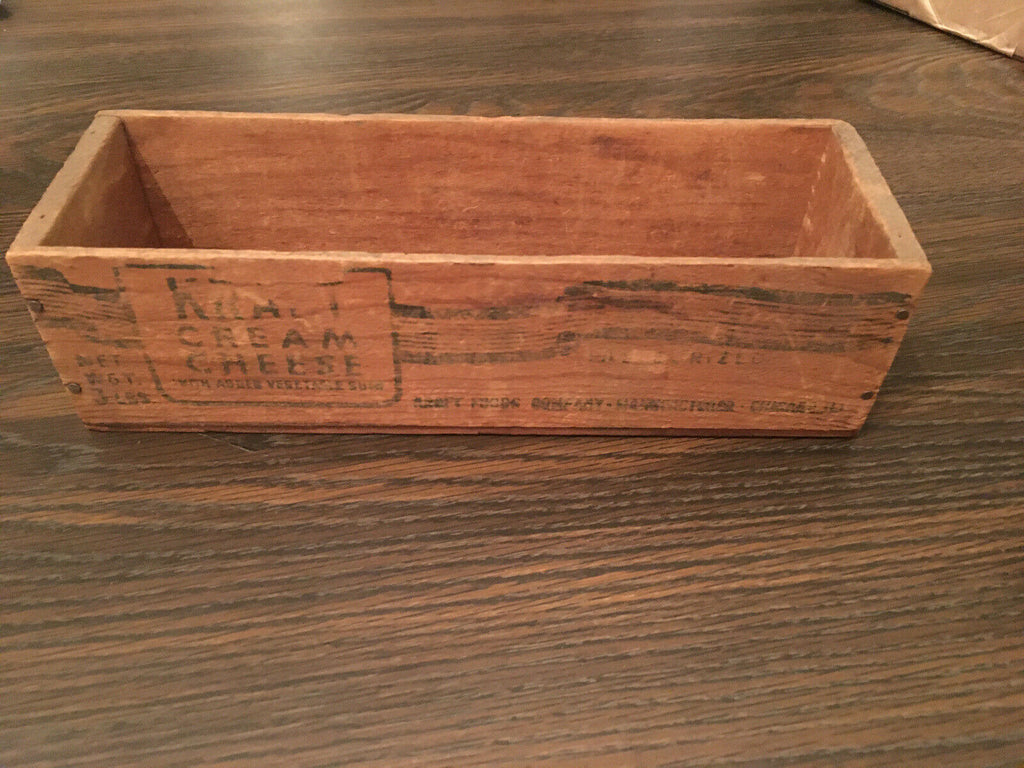 Vintage KRAFT CREAM CHEESE 3 Lb Wood Box Crate Case Chicago ~ New York 11x4x3"