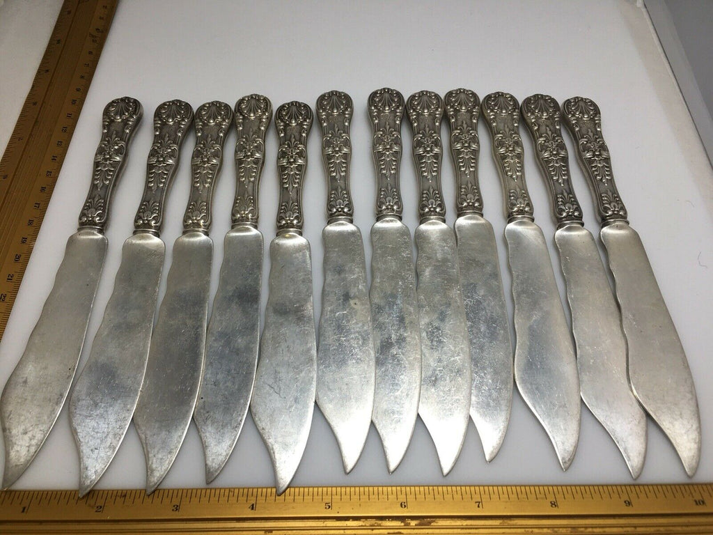 12 Tiffany Sterling Silver English King Silver Fish Knives Knife Old Mark Solid