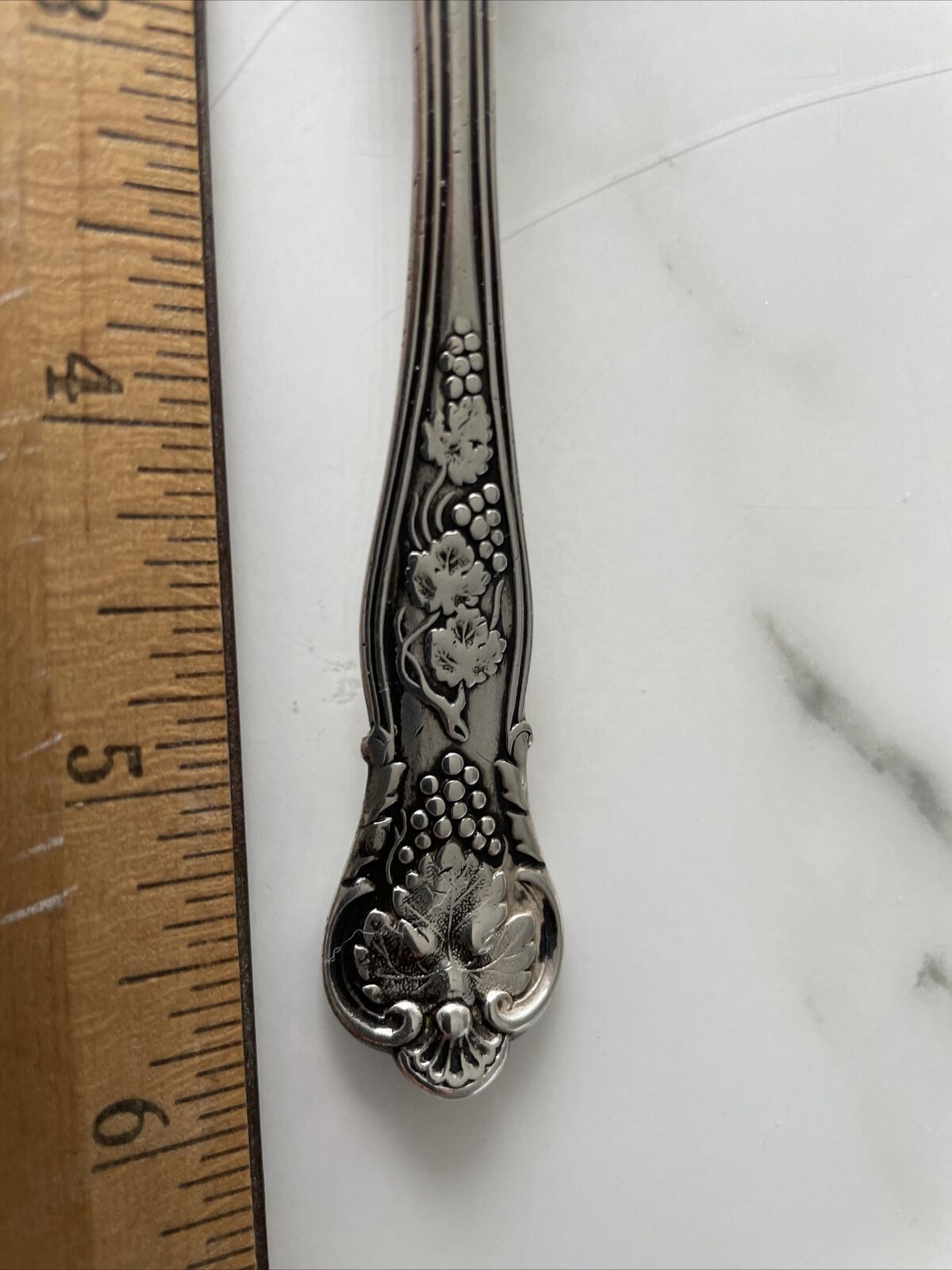 George Adams sterling silver teaspoon c 1861 London Grape vine pattern. RARE