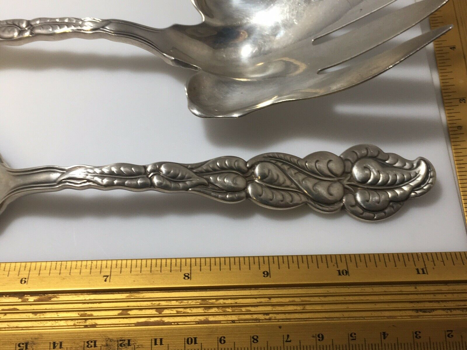 Tiffany Sterling Silver Ailanthus Atlantis 2 pc Large Fish Serving Fork Knife