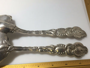 Tiffany Sterling Silver Ailanthus Atlantis 2 pc Large Fish Serving Fork Knife