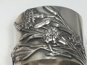 Shiebler Sterling Silver Applied Napkin Ring Bugs Flowers Amazing