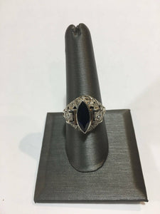 Antique 18 karat Gold Art Deco synthetic sapphire and diamond ring C1920