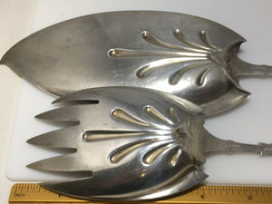 Antique Gorham Sterling Silver LOTUS Pattern Large Fish Serving Fork And Knife