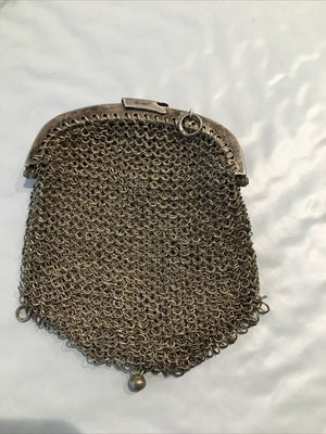 Antique Victorian Sterling Silver Mesh Coin Purse c 1950