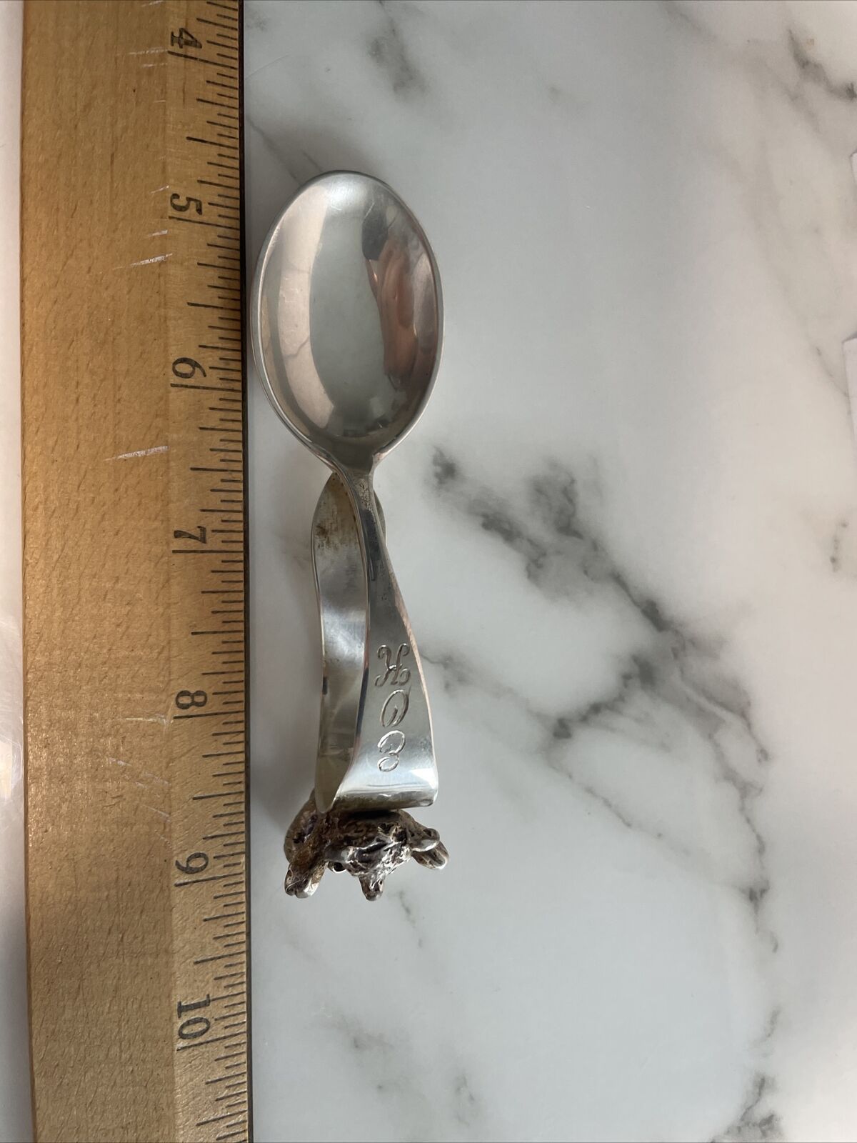 Sterling Silver ONC Figural Teddy Bear child baby feeding spoon Hand Wrought