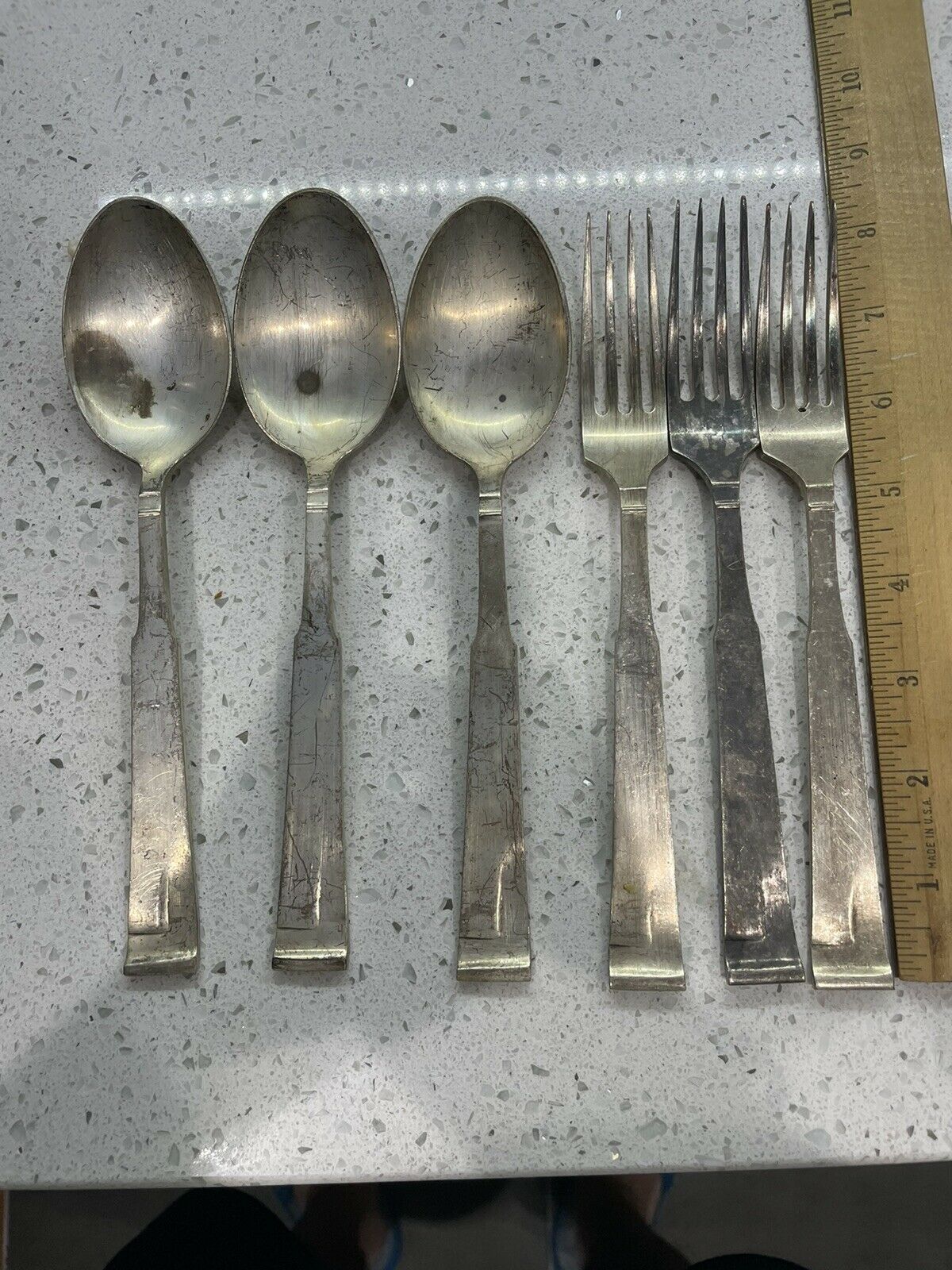 Rare Vintage Art Deco Caspia Michsaf Silver Plate Israel 3  Forks 3  Spoons