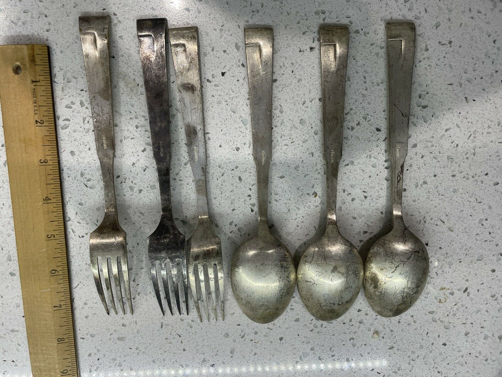 Rare Vintage Art Deco Caspia Michsaf Silver Plate Israel 3  Forks 3  Spoons