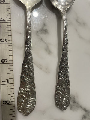 Pair of Sterling Reed & Barton Flora Serving spoon 1890- Old Mark  8.5" 123g