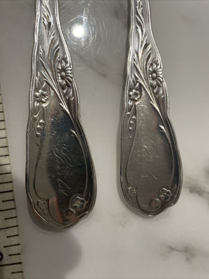 Pair of Sterling Reed & Barton Flora Serving spoon 1890- Old Mark  8.5" 123g