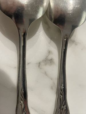 Pair of Sterling Reed & Barton Flora Serving spoon 1890- Old Mark  8.5" 123g