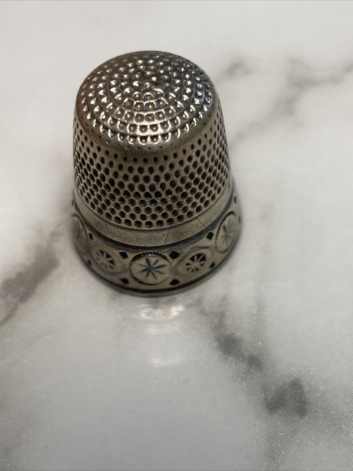 vintage victorian sterling silver thimble c1900 Hall marked. #9