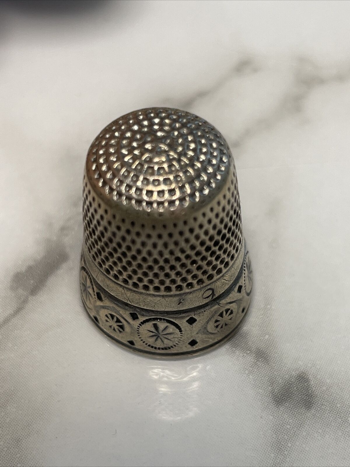 vintage victorian sterling silver thimble c1900 Hall marked. #9