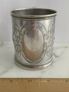 Antique Gorham Coin Christening Baby Cup COIN Sterling Silver Crisp c 1865