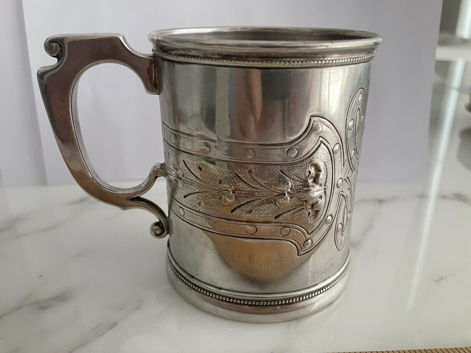 Antique Gorham Coin Christening Baby Cup COIN Sterling Silver Crisp c 1865