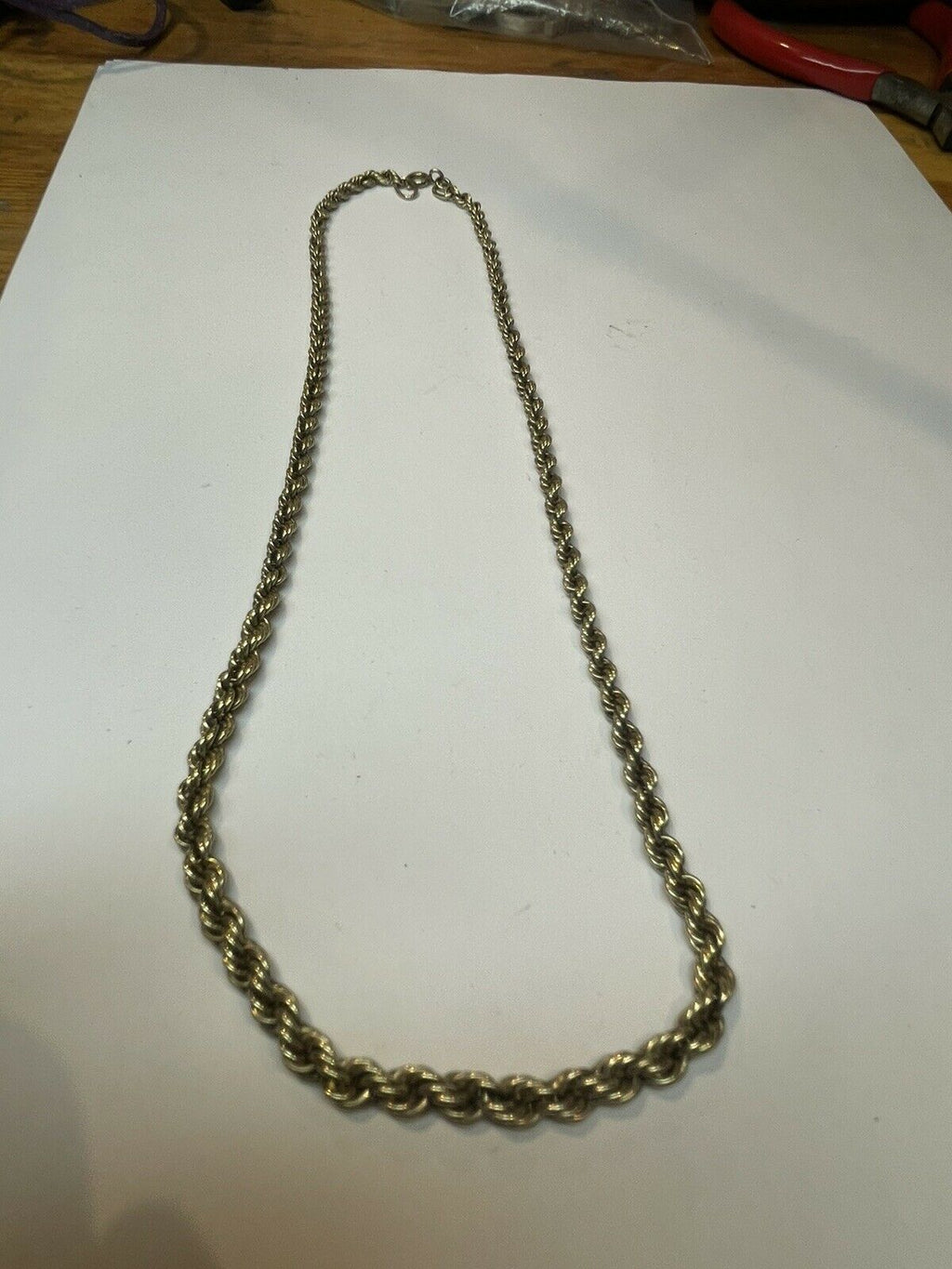 Vintage ORIGINAL RUSSIAN Gold Plated Sterling Silver 875  ROPE Necklace 18” long