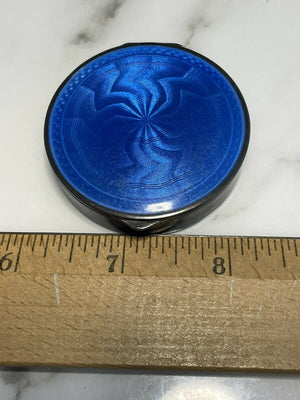 German Sterling guilloche Royal Blue enamel box, pill box compact